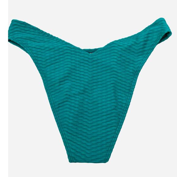 NEW Seea Phoebe Swim Bottoms Teal Green Textured High Rise on Hip Cheeky Large - Picture 4 of 7